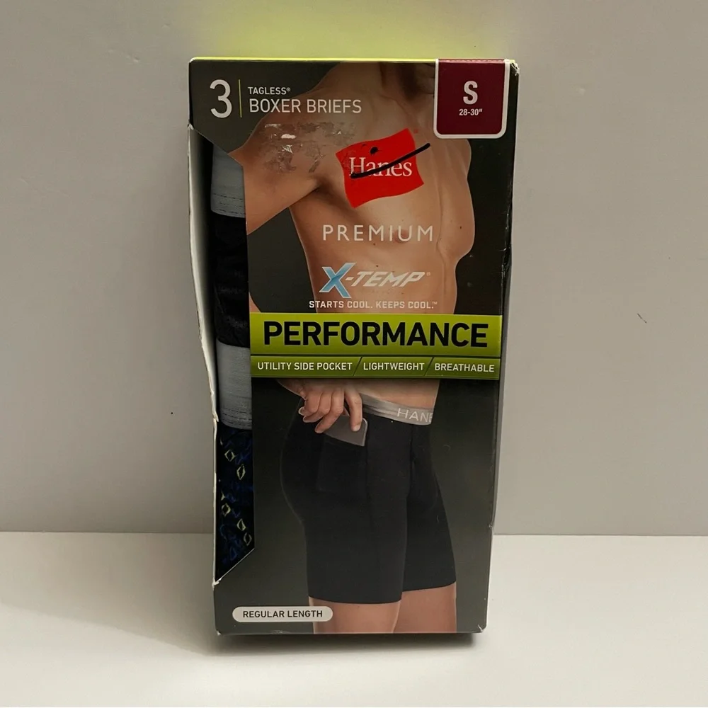 Hanes 3 Tagless Bóxer Briefs Men’s Size S